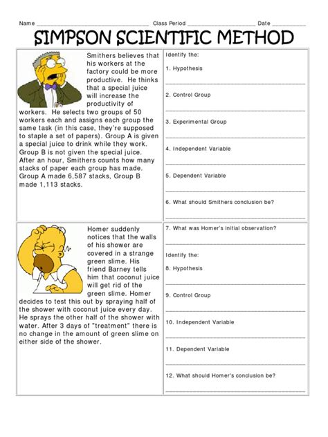 Simpson Scientific Method Worksheet
